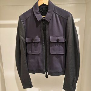 BURBERRY Black Label Two-Tone Leather Sleeve Shirt Jacket